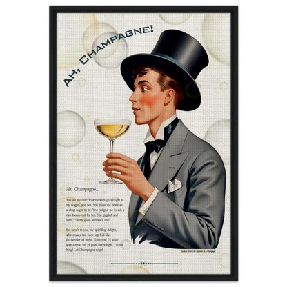 Art Deco Champagne Funny Poem Art Print 60x90 cm 24x36″ Canvas -
