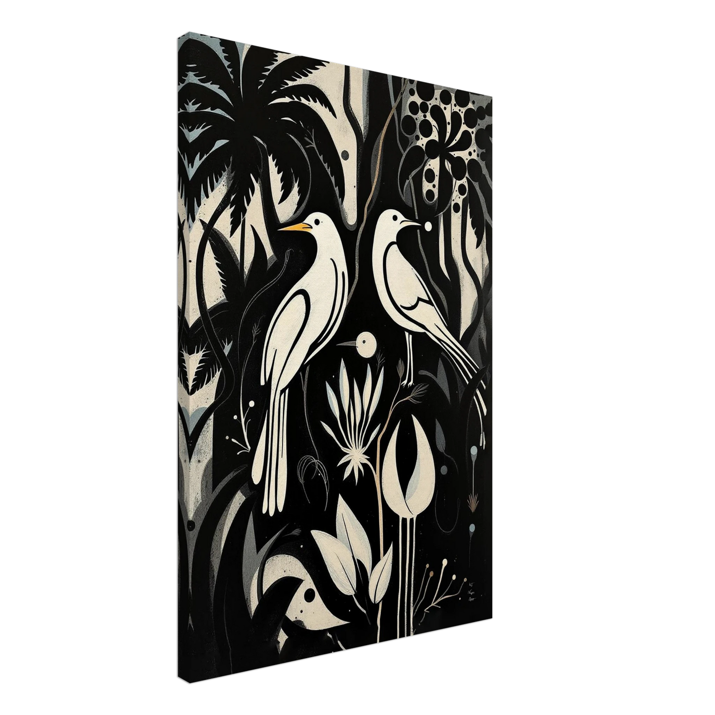 Black & White Minimalist Bird Art Print No Frame 60x90 cm 24x36″ Gallery Wrapped Canvas