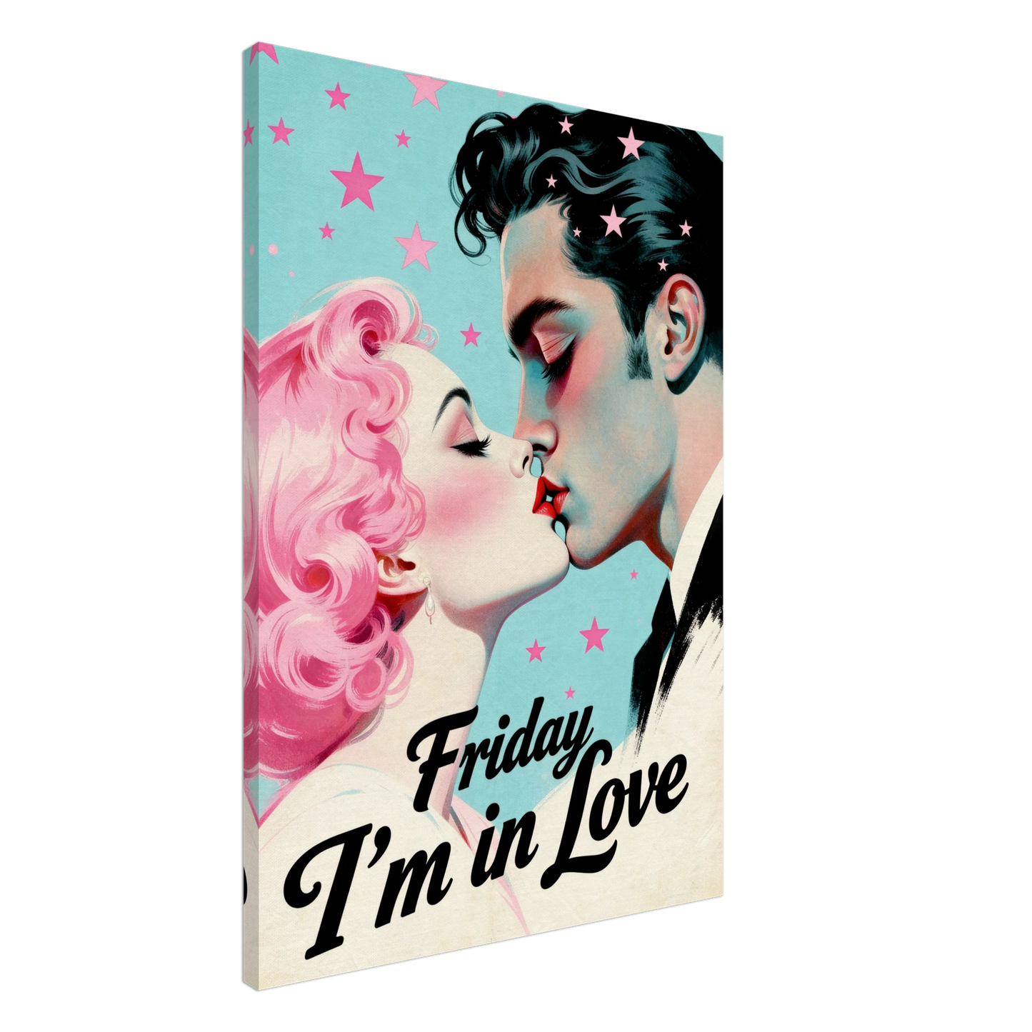 Friday I'm In Love - Retro Romantic Art Print 28x40″ Gallery Wrapped Canvas - 1.5" Mirrored Sides