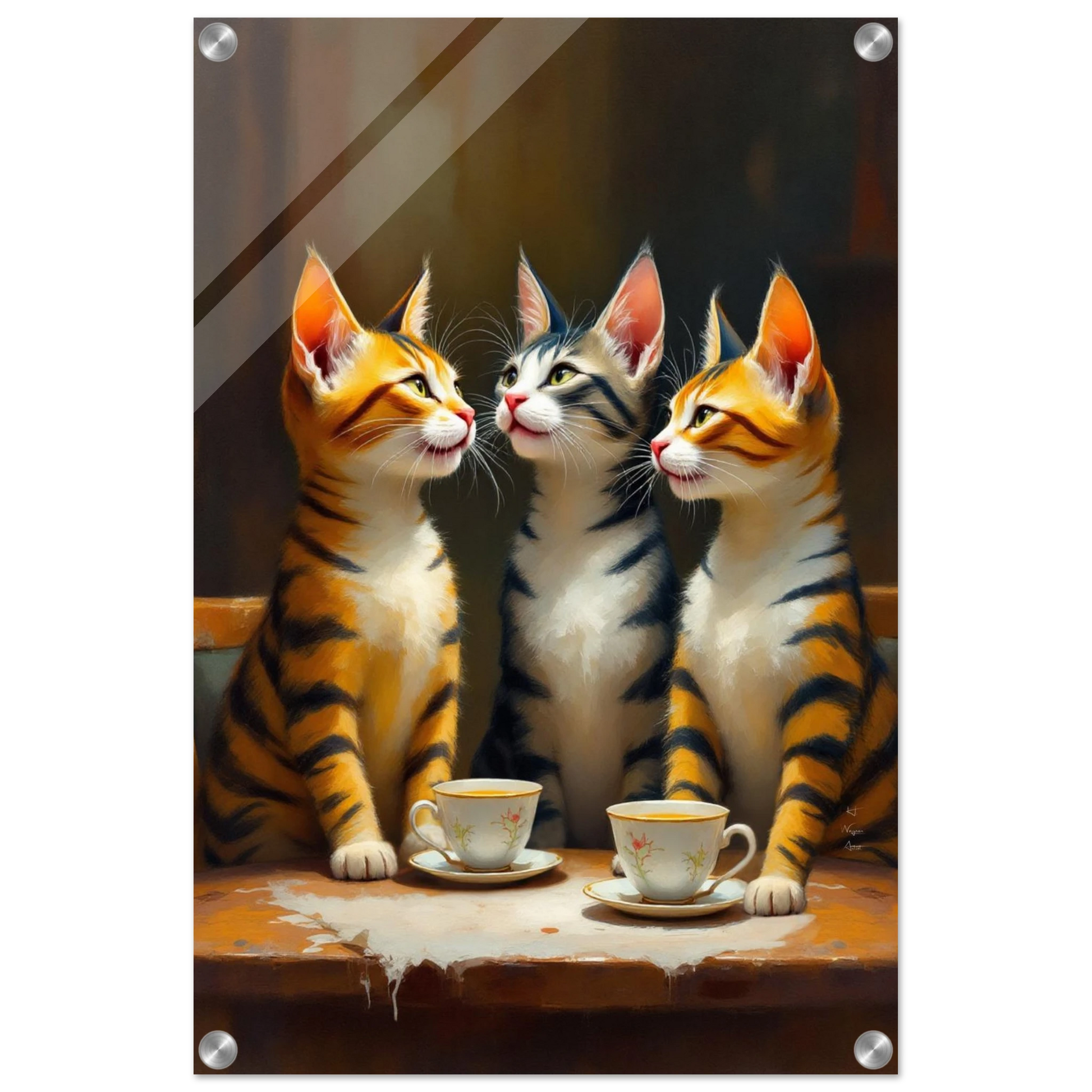Tabby Cat Vintage Kitchen Art Print 40x60 cm 16x24″ Sleek Acrylic Print No Frame
