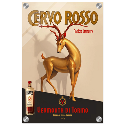Art Deco Golden Deer Cocktail Bar Poster Print 30x45 cm 12x18″ Sleek Acrylic Print No Frame