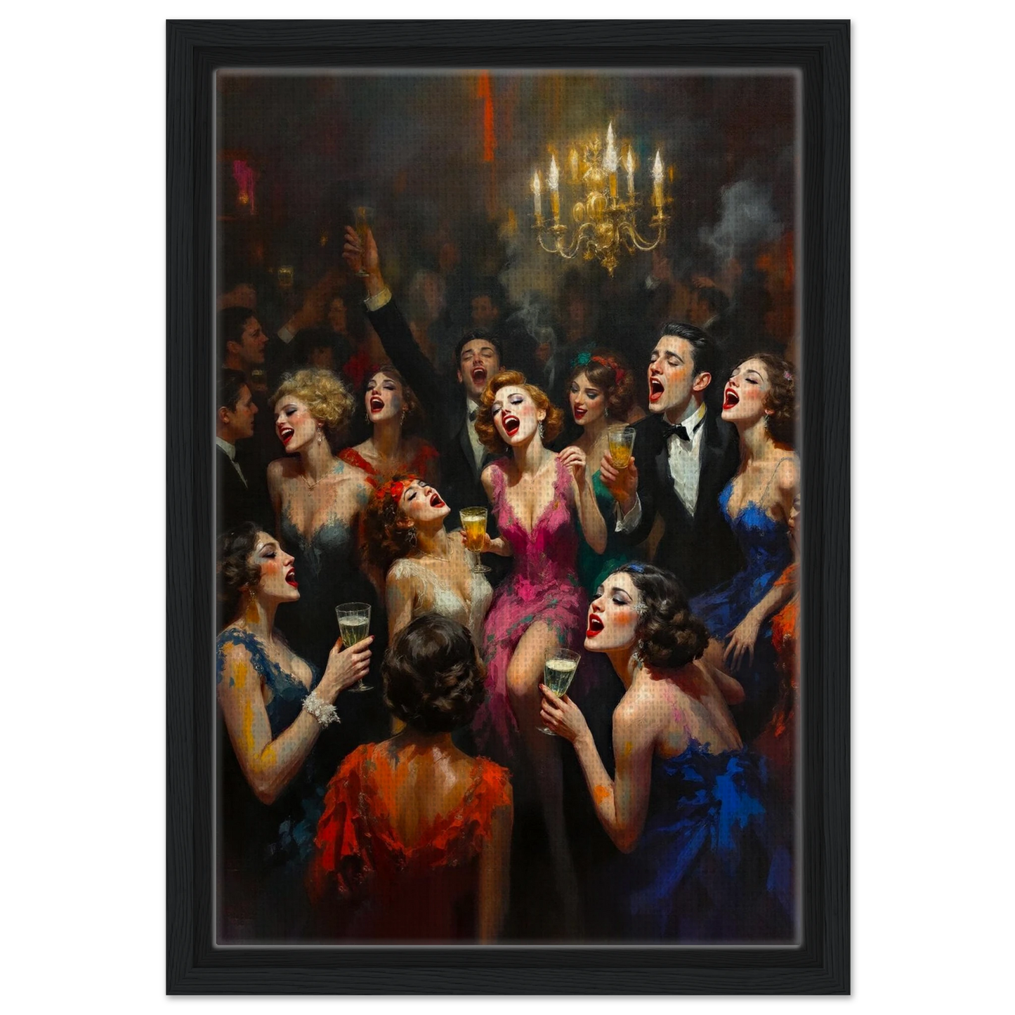 Gatsby Art Deco Speakeasy Art Print Black Wood Frame 30x45 cm 12x18″ Framed Canvas