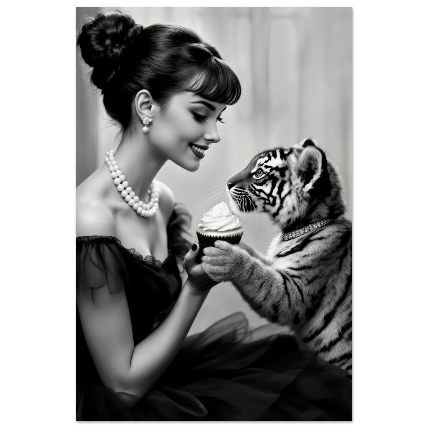 Audrey Hepburn Tiger Cub Art Print No Frame 40x60 cm 16x24″ Museum-Quality Matte Paper Poster