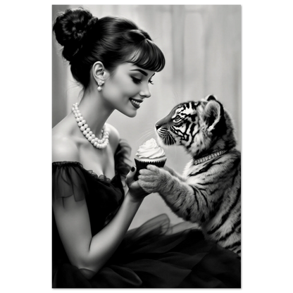 Audrey Hepburn Tiger Cub Art Print No Frame 40x60 cm 16x24″ Museum-Quality Matte Paper Poster