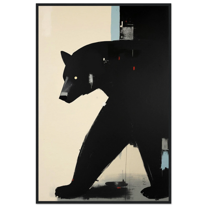 Minimalist Abstract Black Bear Art Poster Print Black Wood Frame 60x90 cm 24x36″ Museum-Quality Matte Wooden Framed Poster