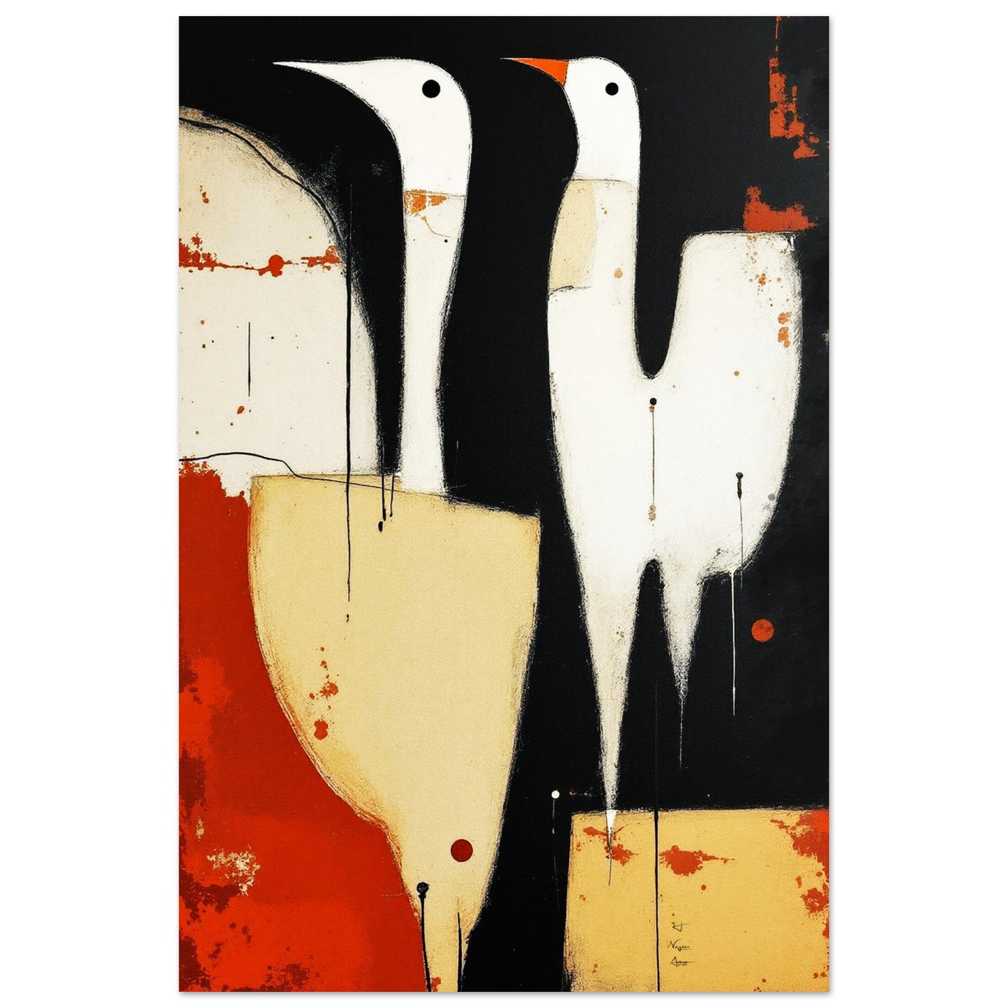 Abstract Neutral Goose Bird Art Print 40x60 cm 16x24″ Premium Matte Paper Poster -