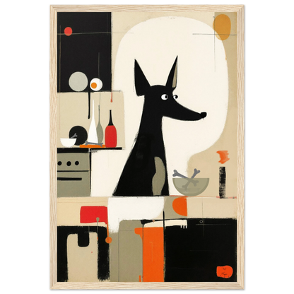 Modern Quirky Dog Lover Art Print Light Wood Frame 30x45 cm 12x18″ Classic Matte Paper Wooden Framed Poster