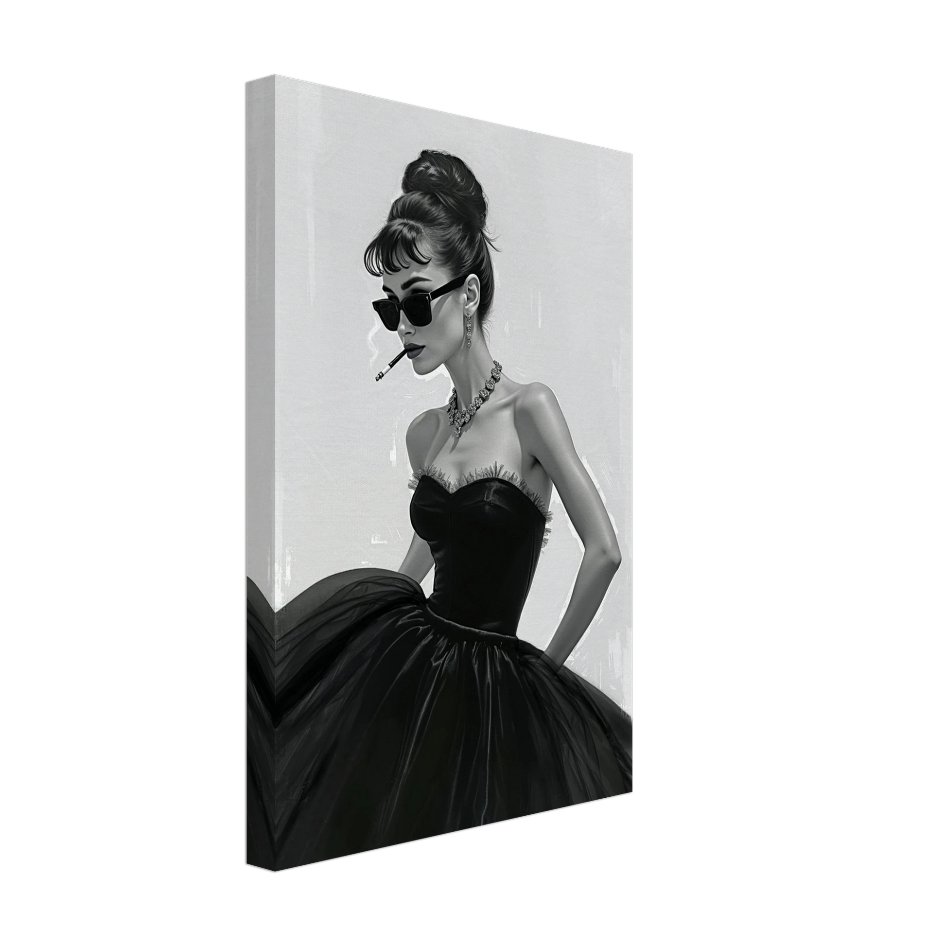 Audrey Hepburn Smoking Fashion Art Print No Frame 30x45 cm 12x18″ Gallery Wrapped Canvas
