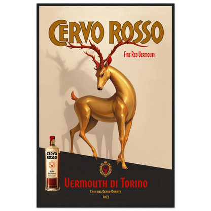 Art Deco Golden Deer Cocktail Bar Poster Print 60x90 cm 24x36″ Premium Matte Paper Wooden Framed Poster Black Wood Frame