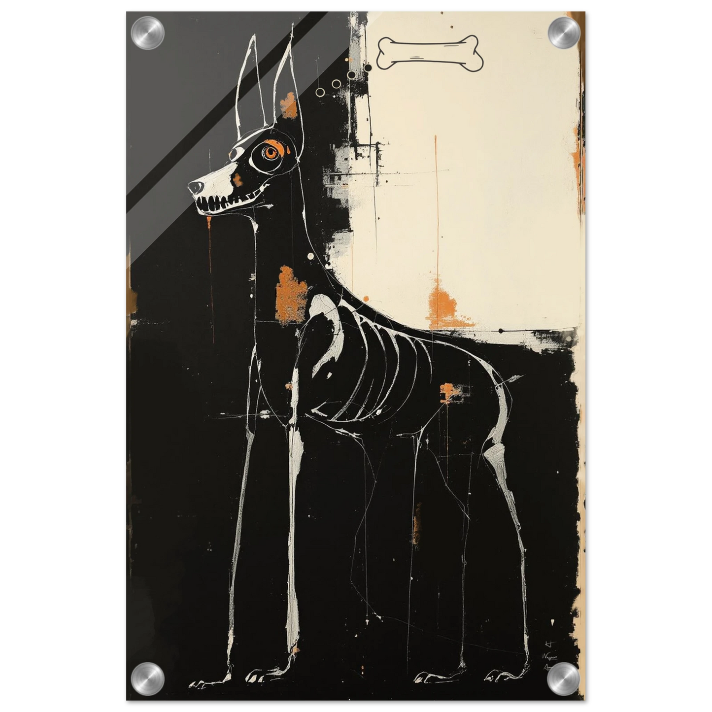 X-ray Skeleton Dog Abstract Art Poster Print 30x45 cm 12x18″ Sleek Acrylic Print No Frame