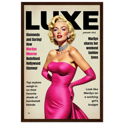 Marilyn Monroe Old Hollywood Art Print Dark Brown Wood Frame 30x45 cm 12x18″ Premium Matte Paper Wooden Framed Poster