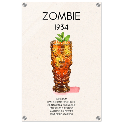 Zombie Tiki Cocktail Bar Art Print No Frame 40x60 cm 16x24″ Sleek Acrylic Print