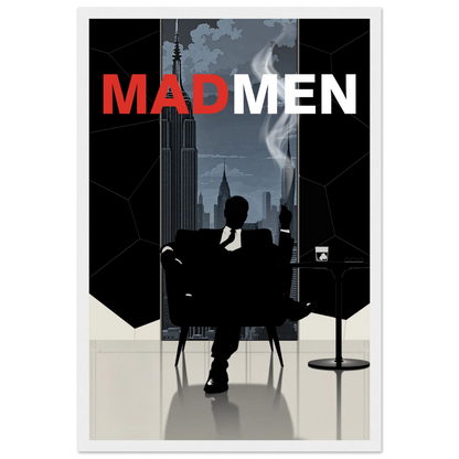 Mad Men Don Draper Retro Art Print White Wood Frame 30x45 cm 12x18″ Classic Matte Framed Poster
