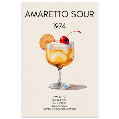Amaretto Sour Cocktail Bar Art Print No Frame 40x60 cm 16x24″ Museum-Quality Matte Paper Poster