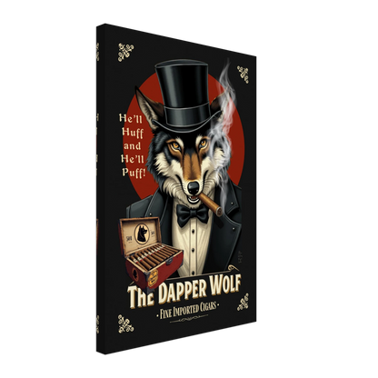 Smoking Wolf Speakeasy Cigar Art Print 40x60 cm 16x24″ Gallery Wrapped Canvas No Frame