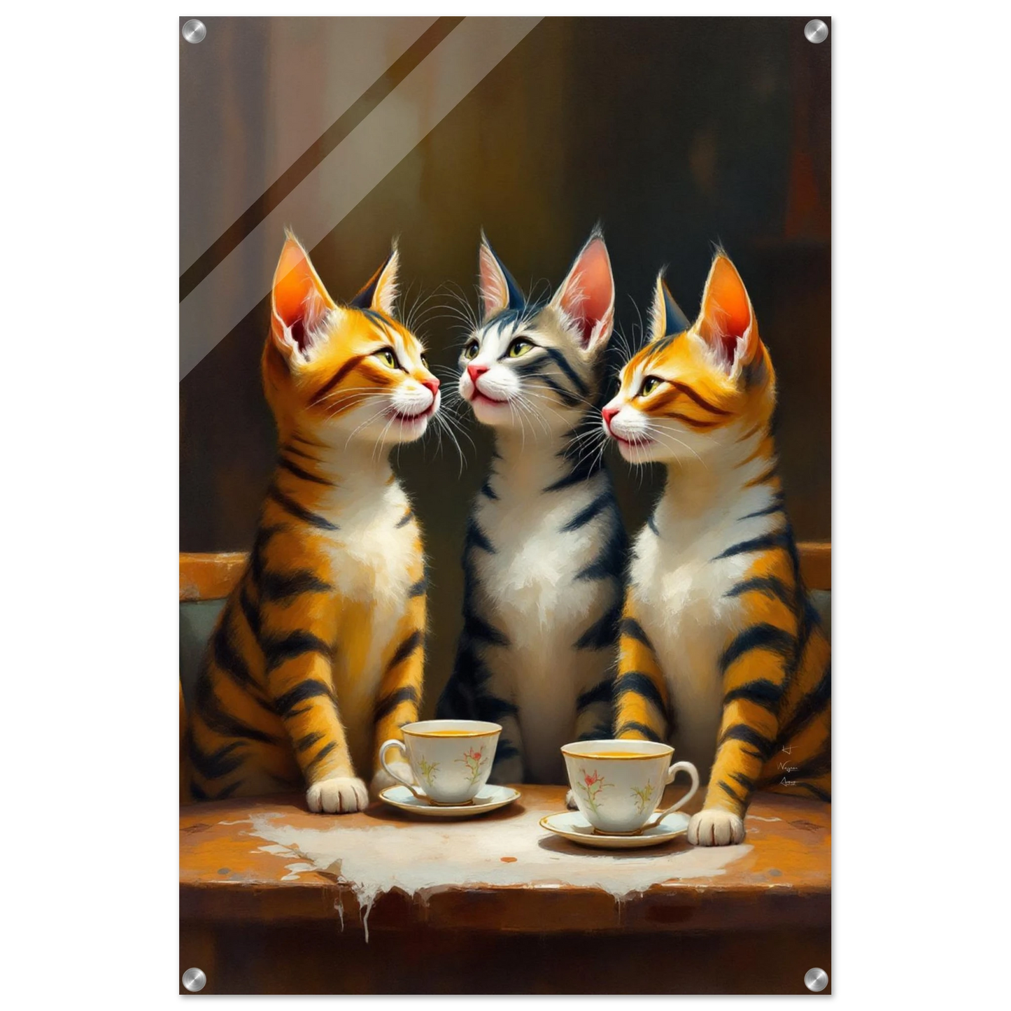 Tabby Cat Vintage Kitchen Art Print 60x90 cm 24x36″ Sleek Acrylic Print No Frame