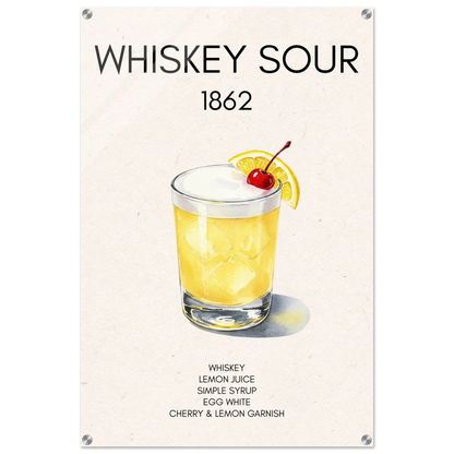 Whiskey Sour Cocktail Bar Art Print No Frame 60x90 cm 24x36″ Sleek Acrylic Print