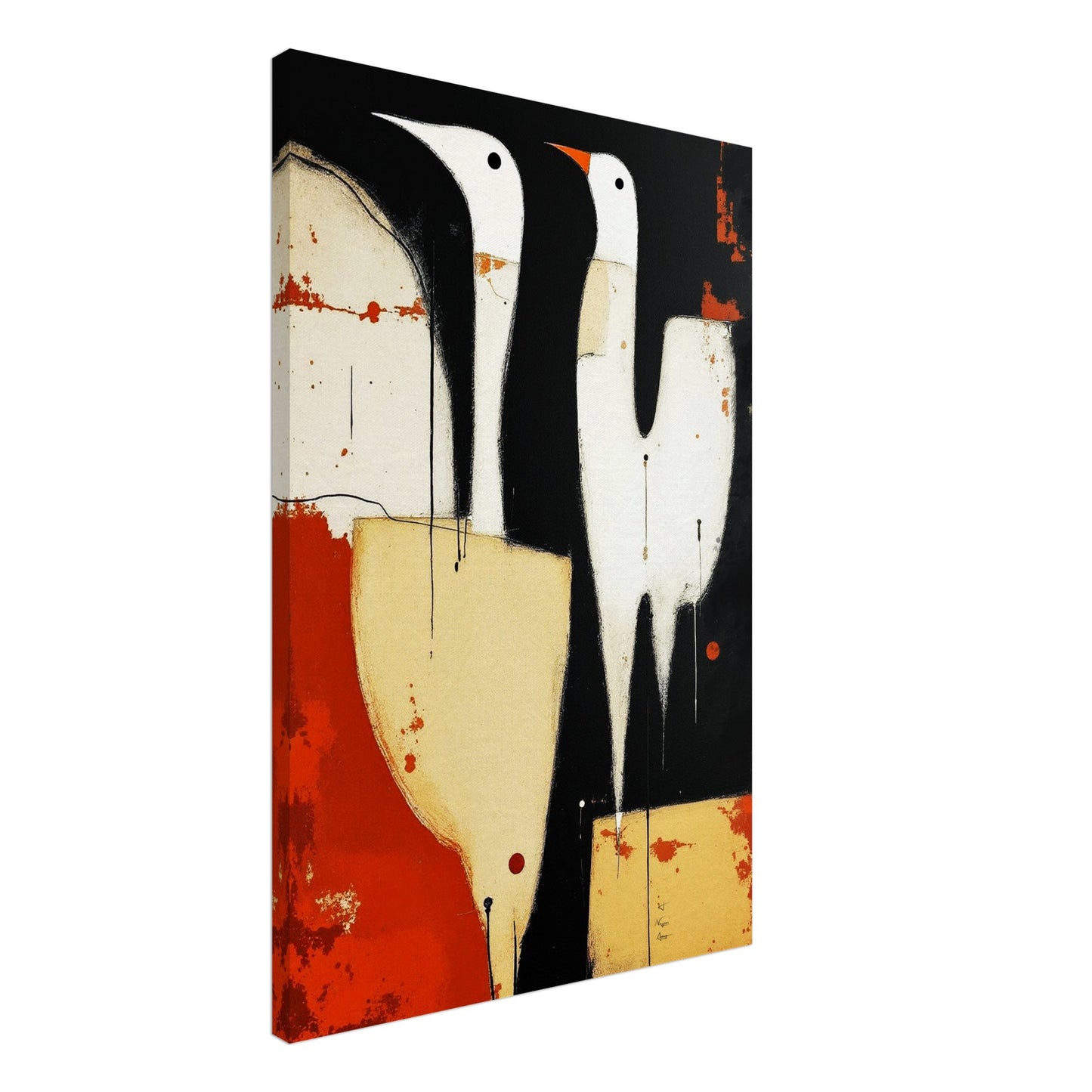 Abstract Neutral Goose Bird Art Print 60x90 cm 24x36″ Gallery Wrapped Canvas -