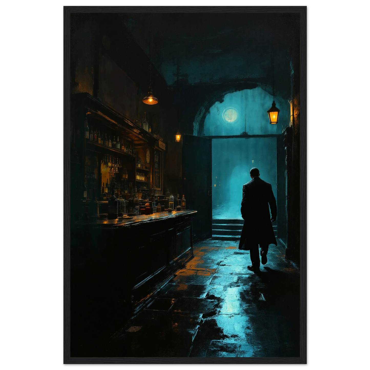 Speakeasy Prohibition Bootleg Bar Art Poster Print 40x60 cm 16x24″ Museum-Quality Matte Paper Wooden Framed Poster Black Wood Frame