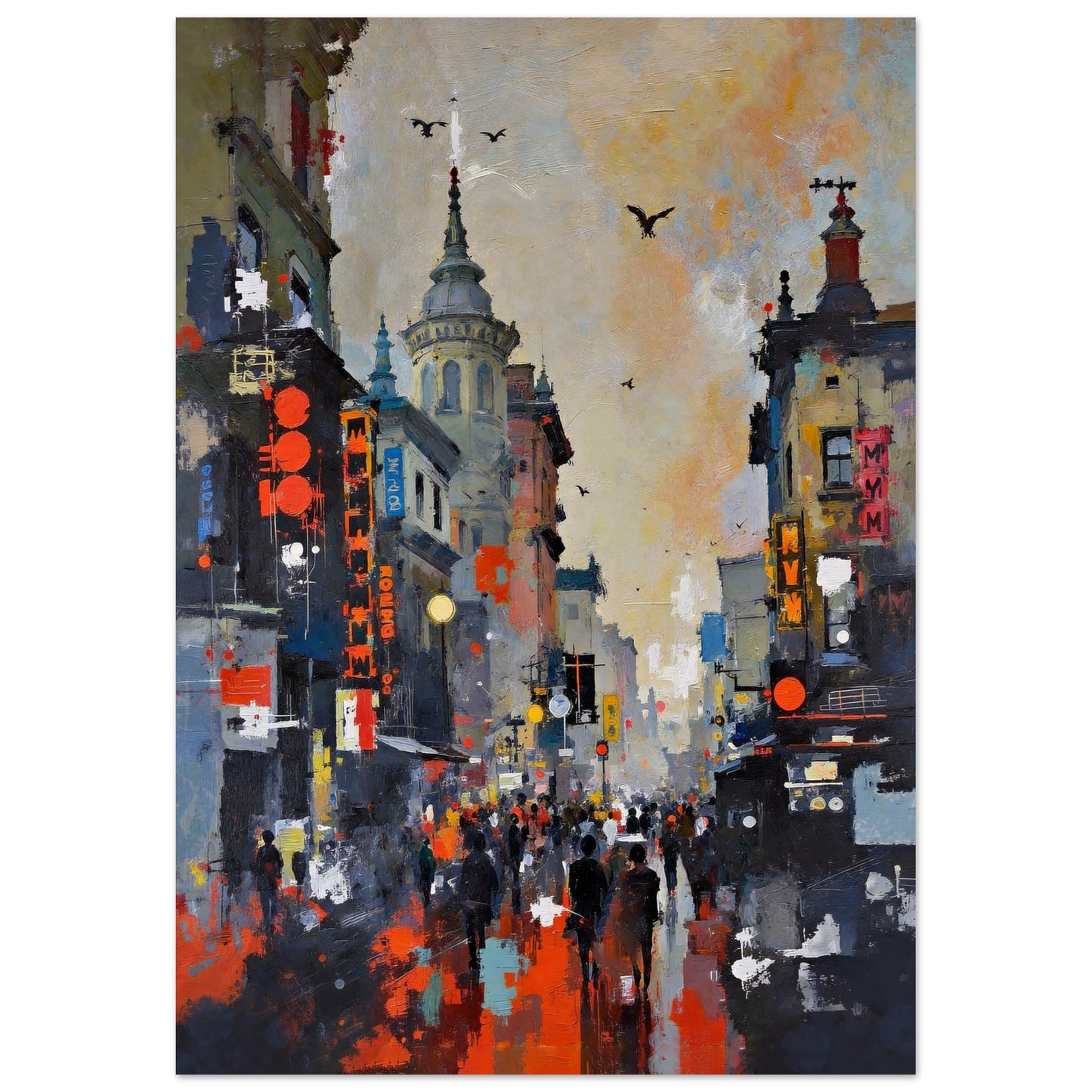 Gothic City Street Art Print - European Cityscape