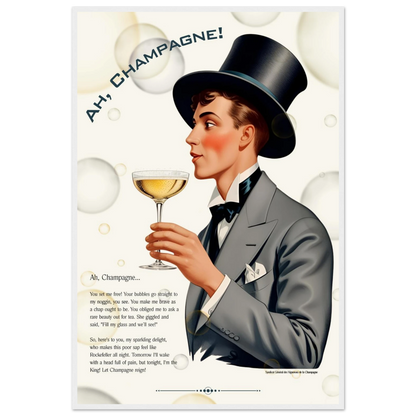 Art Deco Champagne Funny Poem Art Print 60x90 cm 24x36″ Canvas -