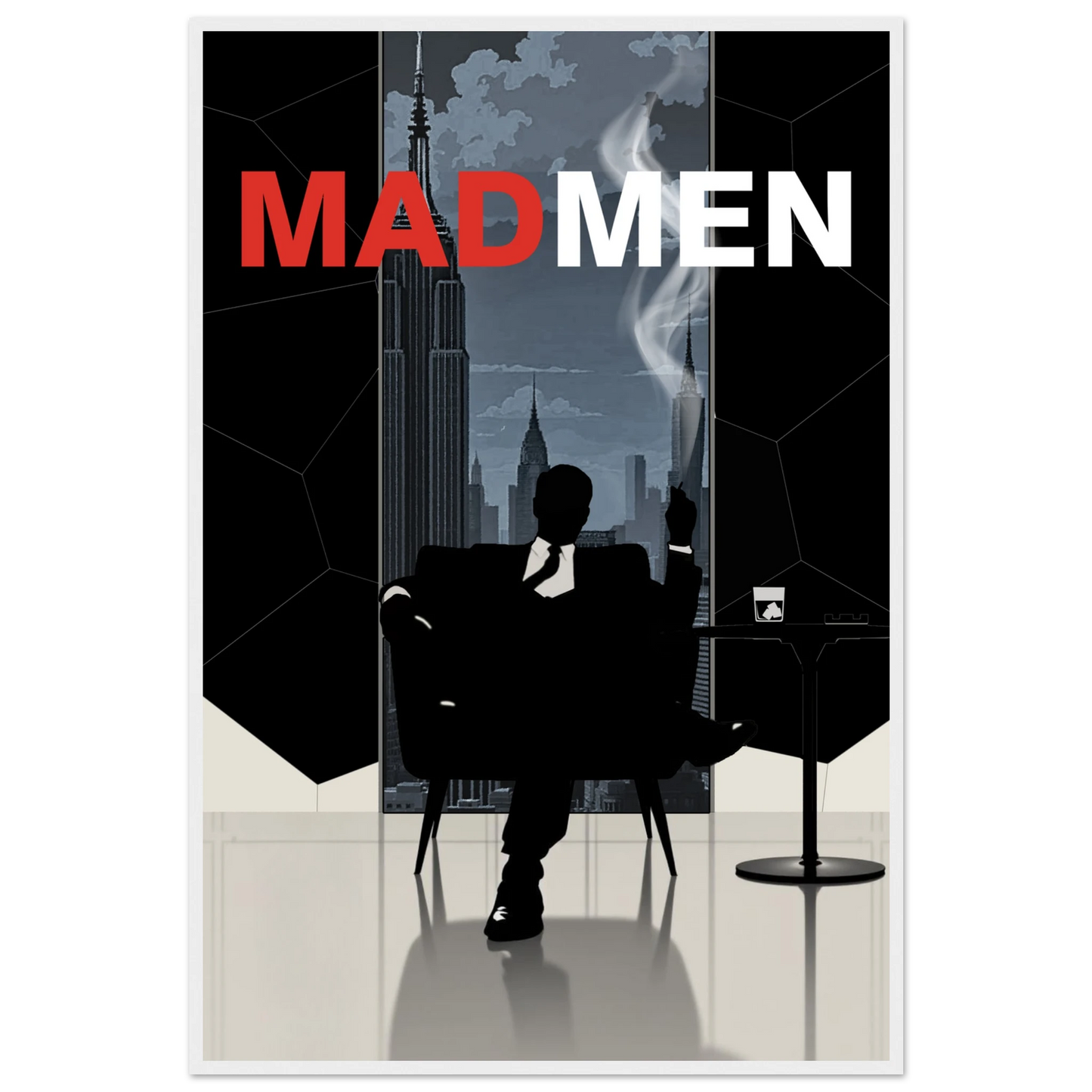 Mad Men Don Draper Retro Art Print White Wood Frame 60x90 cm 24x36″ Classic Matte Framed Poster