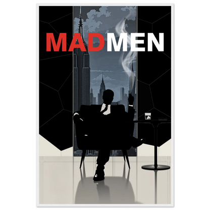 Mad Men Don Draper Retro Art Print White Wood Frame 60x90 cm 24x36″ Classic Matte Framed Poster