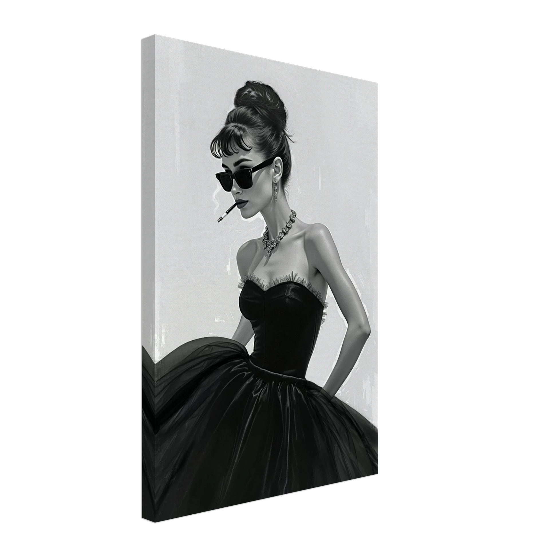 Audrey Hepburn Smoking Fashion Art Print No Frame 40x60 cm 16x24″ Gallery Wrapped Canvas