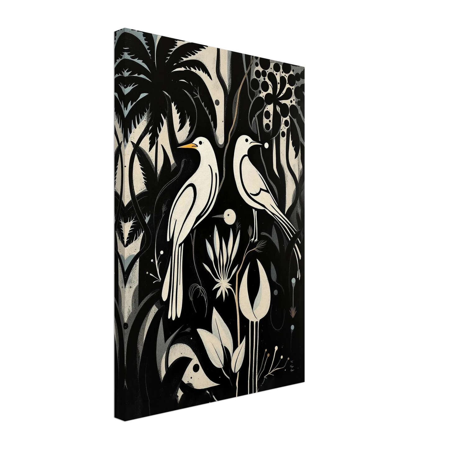 Black & White Minimalist Bird Art Print No Frame 40x60 cm 16x24″ Gallery Wrapped Canvas