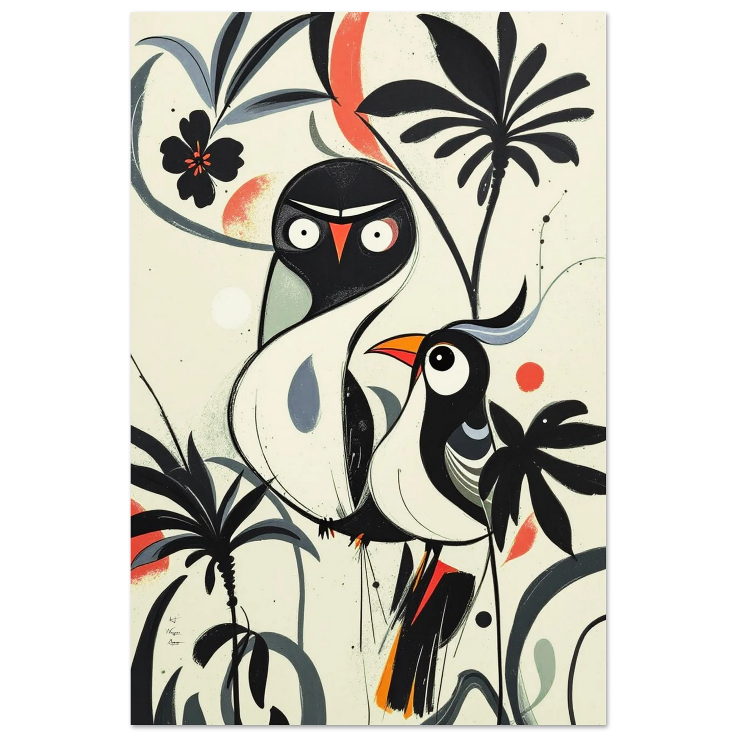 Abstract Bird Modern Tropical Art Print No Frame 60x90 cm 24x36″ Premium Matte Paper Poster