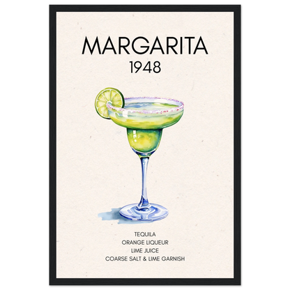 Margarita Cocktail Bar Art Print Black Wood Frame 30x45 cm 12x18″ Classic Matte Paper Wooden Framed Poster