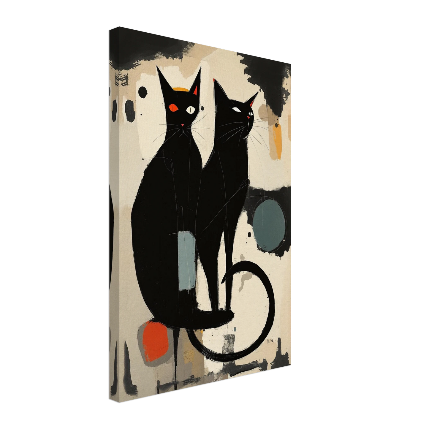 Abstract Crazy Cat Duo Art Print No Frame 40x60 cm 16x24″ Gallery Wrapped Canvas