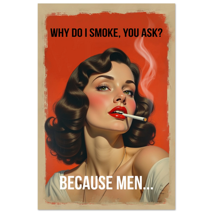 Retro Smoking Pin-Up Girl Art Print No Frame 40x60 cm 16x24″ Classic Matte Paper Poster
