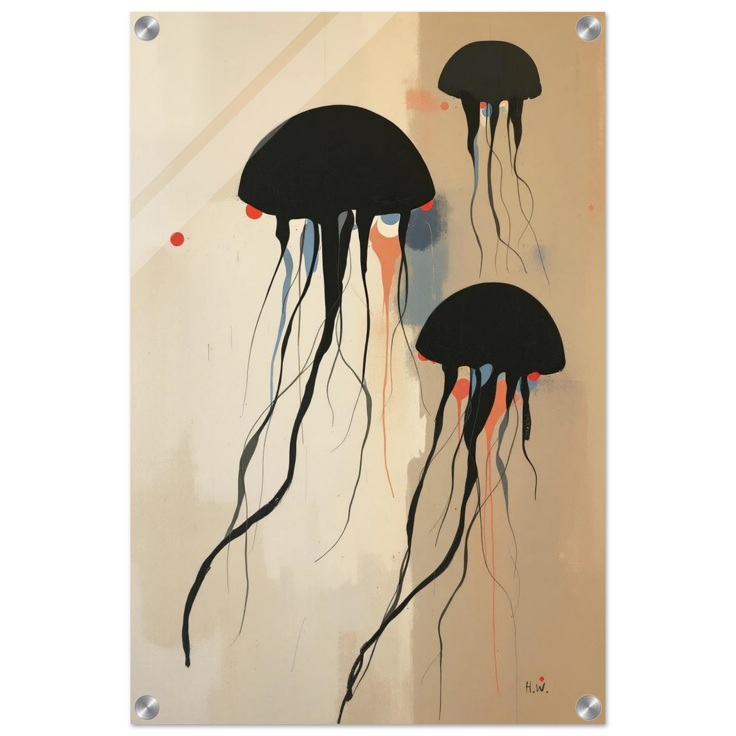 Minimalist Abstract Floating Jellyfish Art Print No Frame 40x60 cm 16x24″ Sleek Acrylic Print