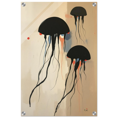 Minimalist Abstract Floating Jellyfish Art Print No Frame 40x60 cm 16x24″ Sleek Acrylic Print