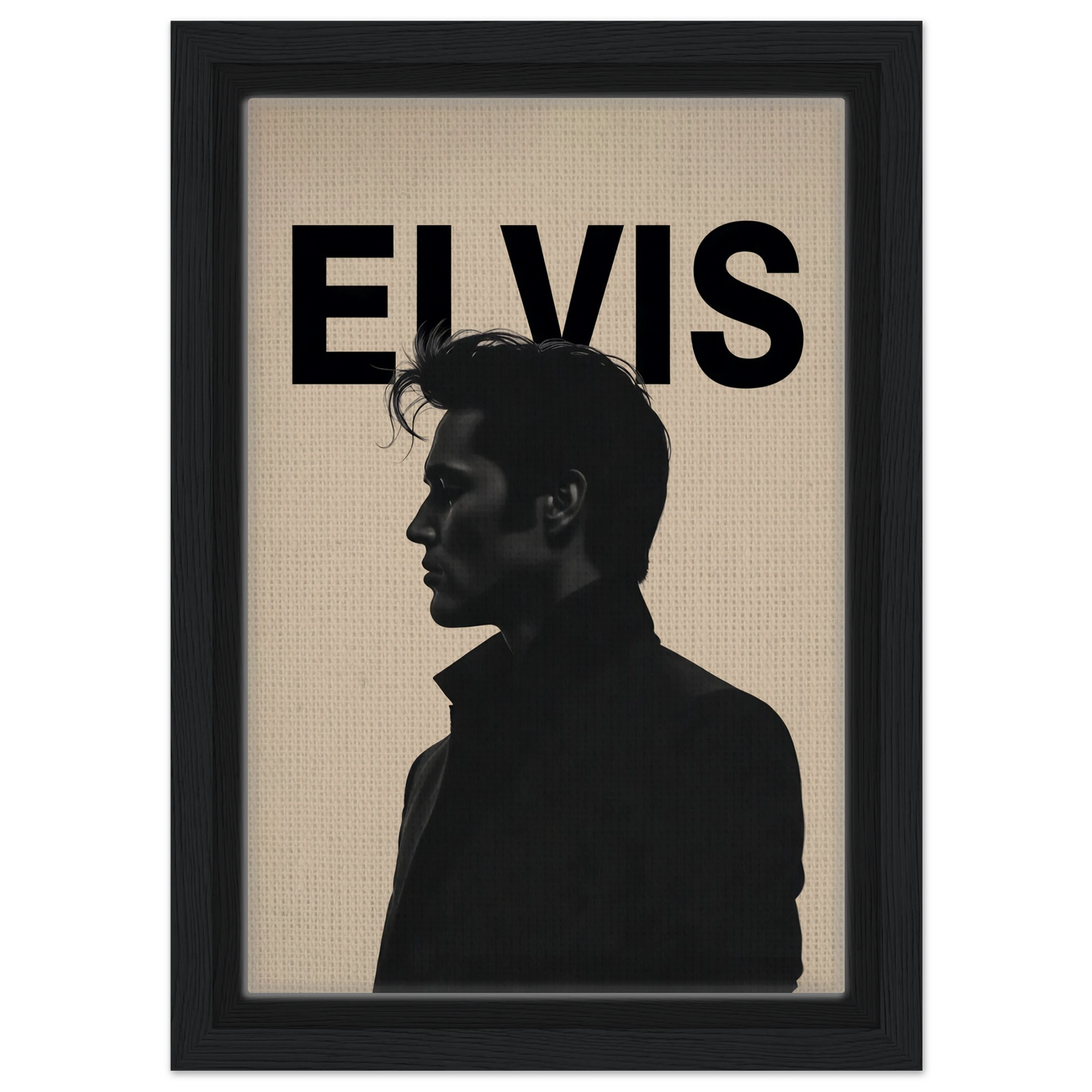 Young Elvis Presley Silhouette Art Print Black Wood Frame 20x30 cm 8x12″ Framed Canvas