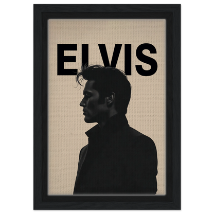 Young Elvis Presley Silhouette Art Print Black Wood Frame 20x30 cm 8x12″ Framed Canvas