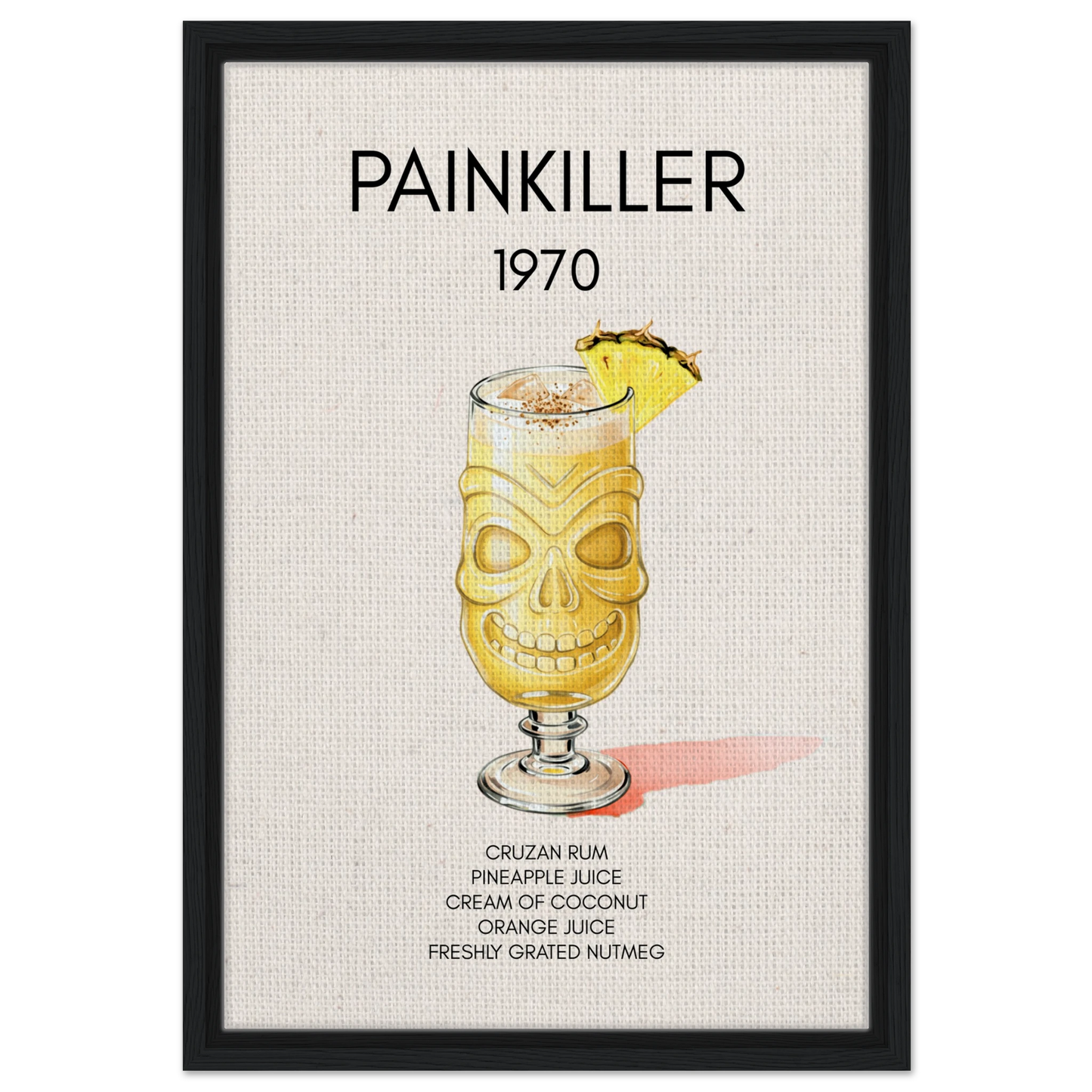Painkiller Cocktail Bar Art Poster Print Black Wood Frame 40x60 cm 16x24″ Framed Canvas