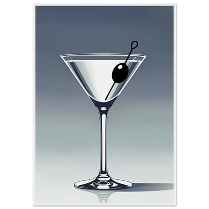 Retro Martini Lounge Cocktail Bar Art Print 70x100 cm 28x40″ Classic Matte Paper Wooden Framed Poster White Wood Frame