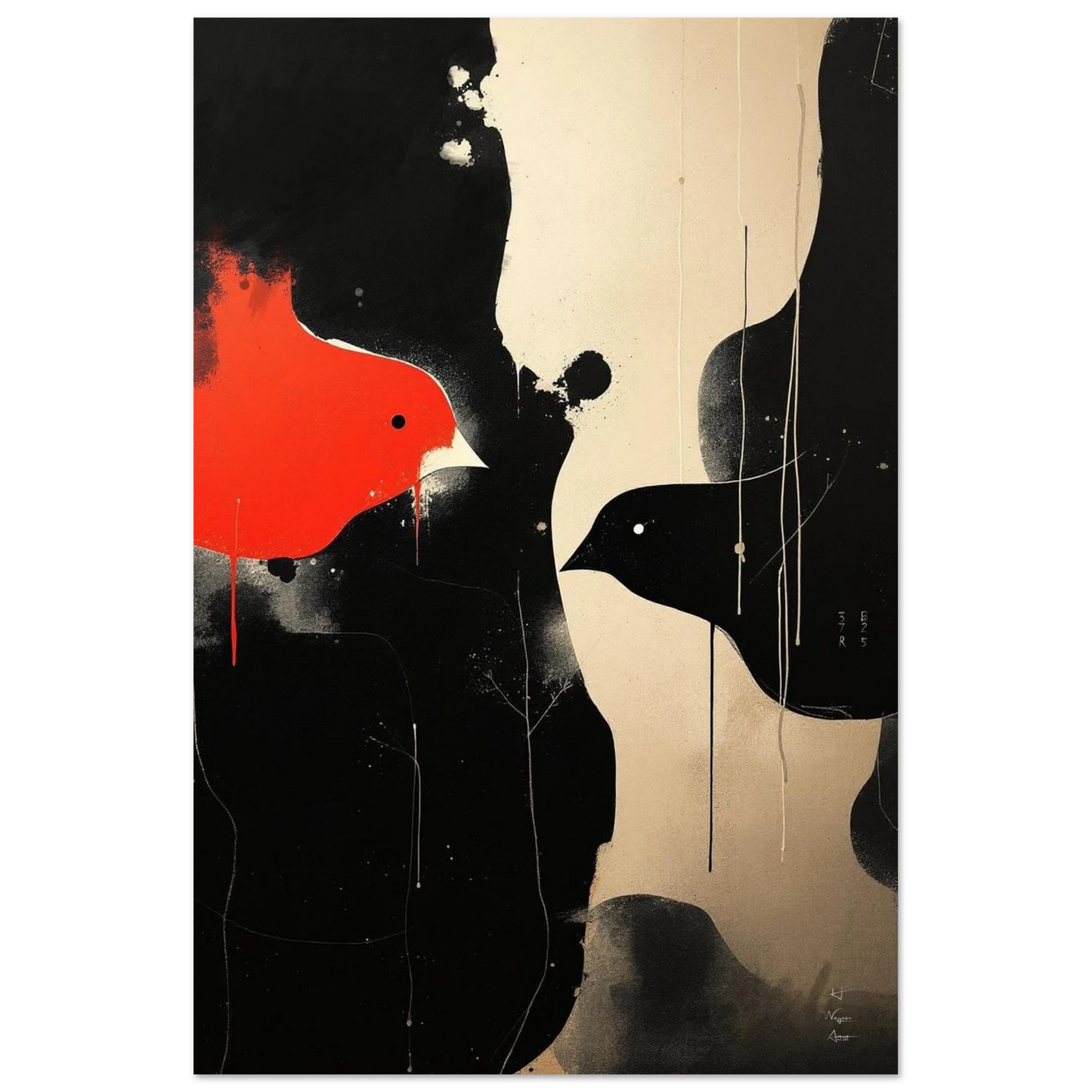 Abstract Bird Minimalist Fine Art Print 60x90 cm 24x36″ Premium Matte Paper Poster No Frame