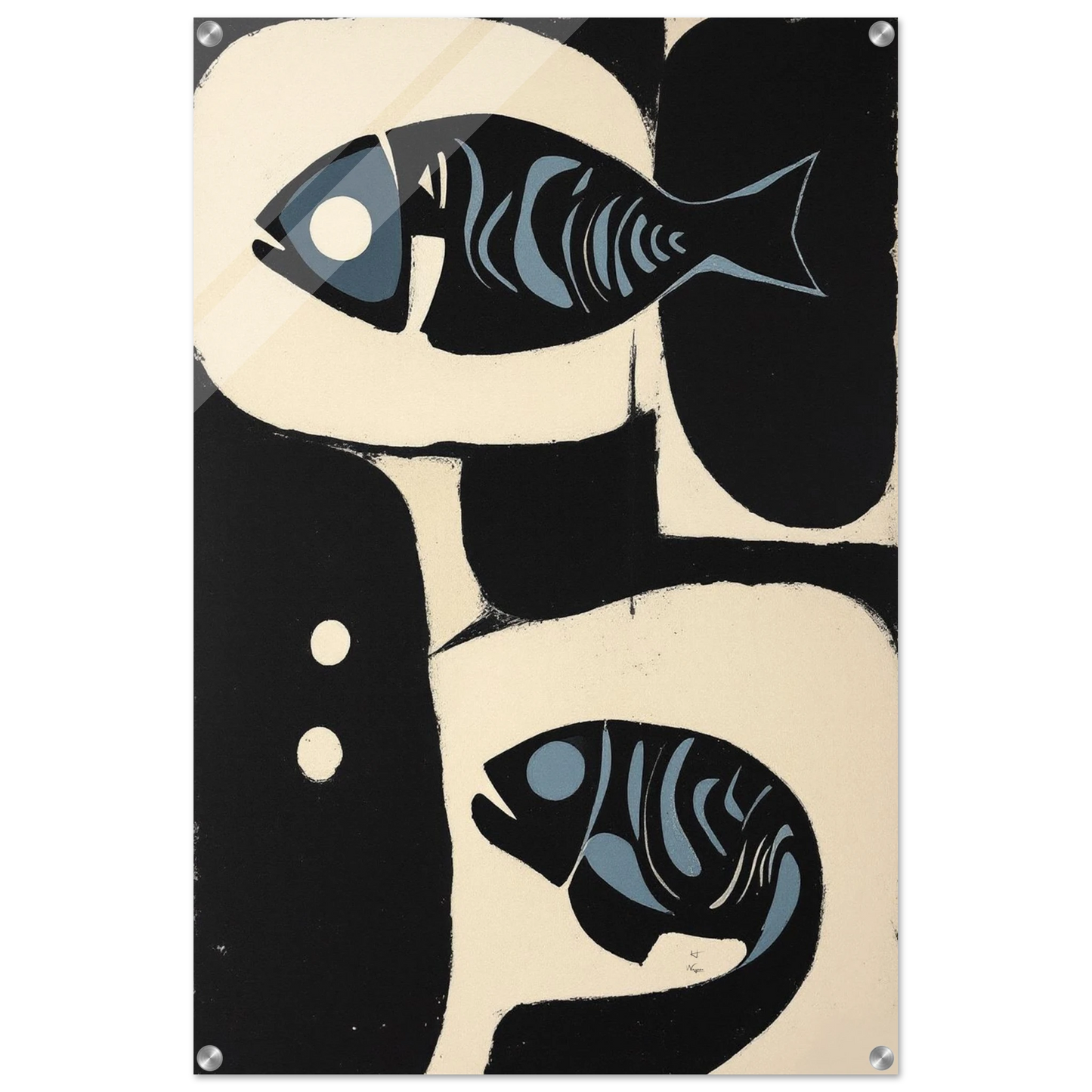 Abstract Mid-Century Modern Fish Art Print No Frame 60x90 cm 24x36″ Sleek Acrylic Print