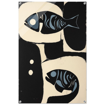 Abstract Mid-Century Modern Fish Art Print No Frame 60x90 cm 24x36″ Sleek Acrylic Print