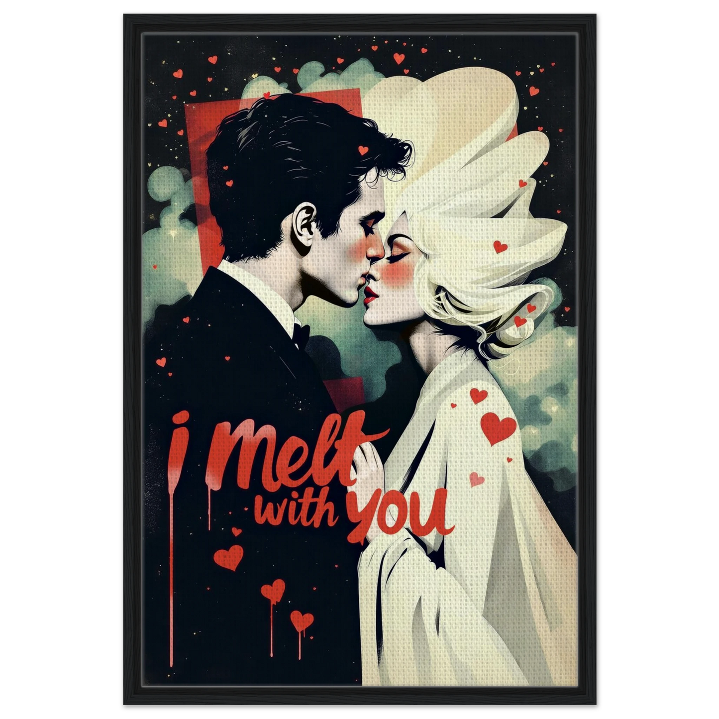 I Melt With You Avant-garde Retro Art Print 24x36″ Framed Canvas - Black Wood