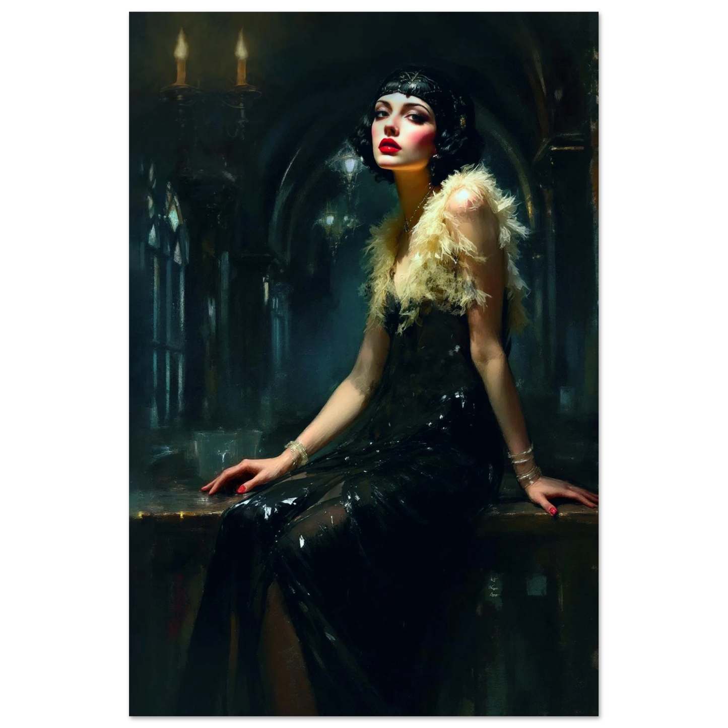 Speakeasy 1920s Flapper Art Print 60x90 cm 24x36″ Premium Matte Paper Poster No Frame
