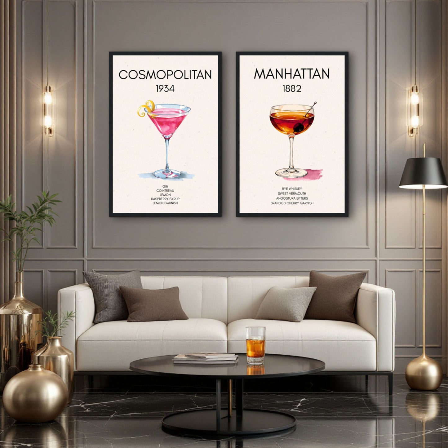 Cosmopolitan Cocktail Bar Poster Print Light Wood Frame 40x60 cm 16x24″ Premium Matte Paper Wooden Framed Poster