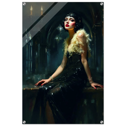 Speakeasy 1920s Elegant Flapper Art Print 60x90 cm 24x36″ Sleek Acrylic Print No Frame