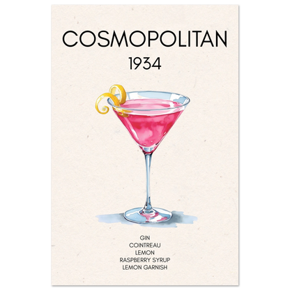 Cosmopolitan Cocktail Bar Art Print No Frame 40x60 cm 16x24″ Premium Matte Paper Poster