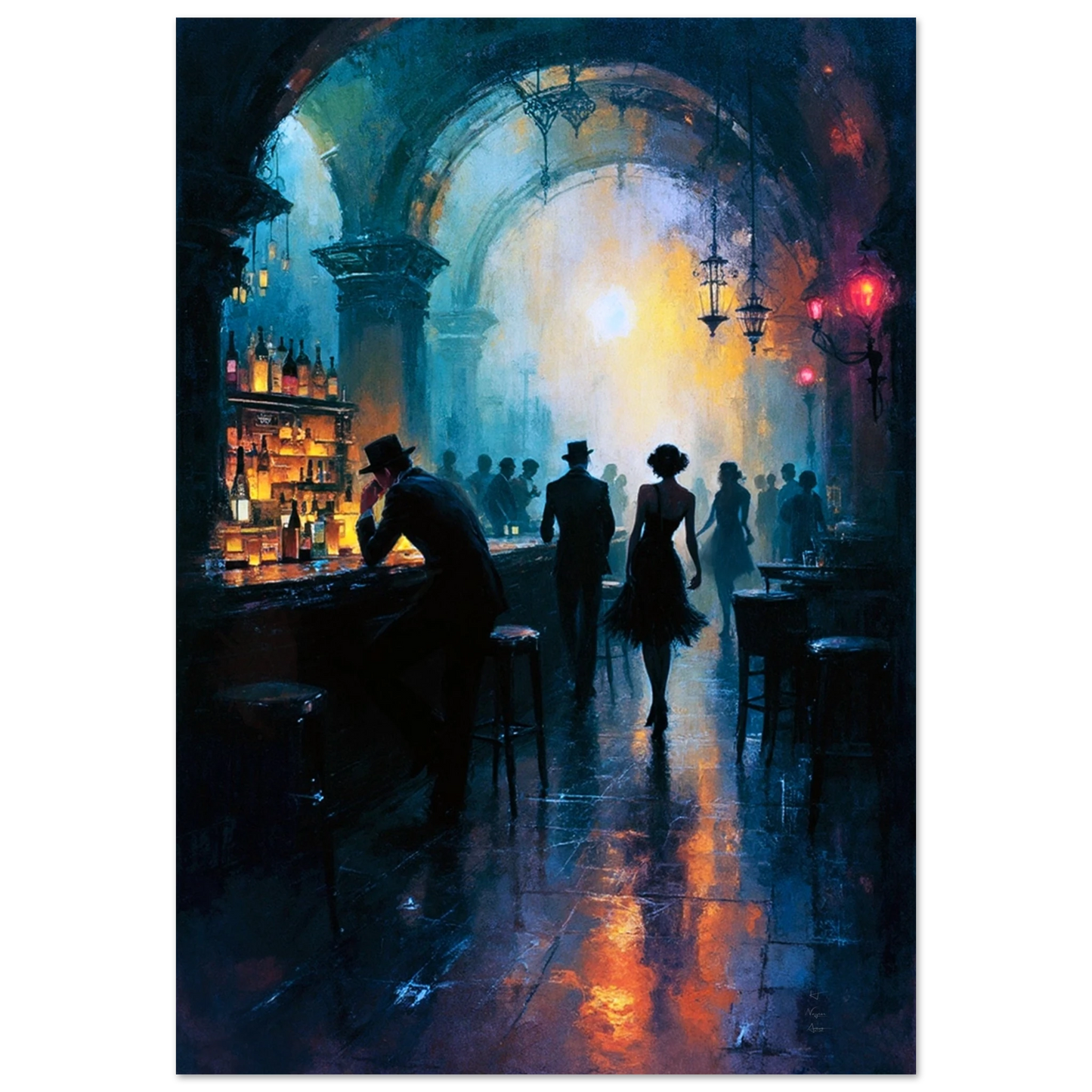 Dance Hall Speakeasy Art Print 70x100 cm 28x40″ Premium Matte Paper Poster No Frame