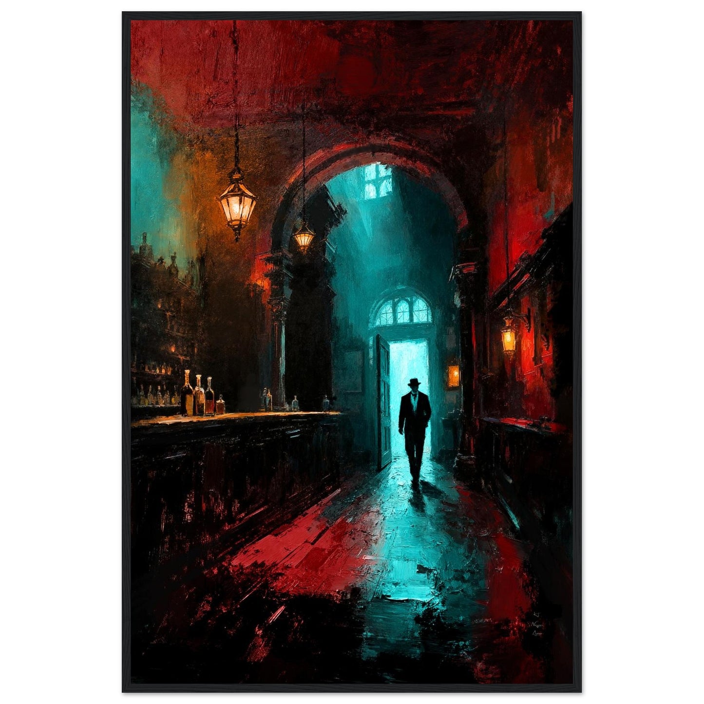 Speakeasy 1920s Bar Art Poster Print 60x90 cm 24x36″ Premium Matte Framed Poster Black Wood Frame