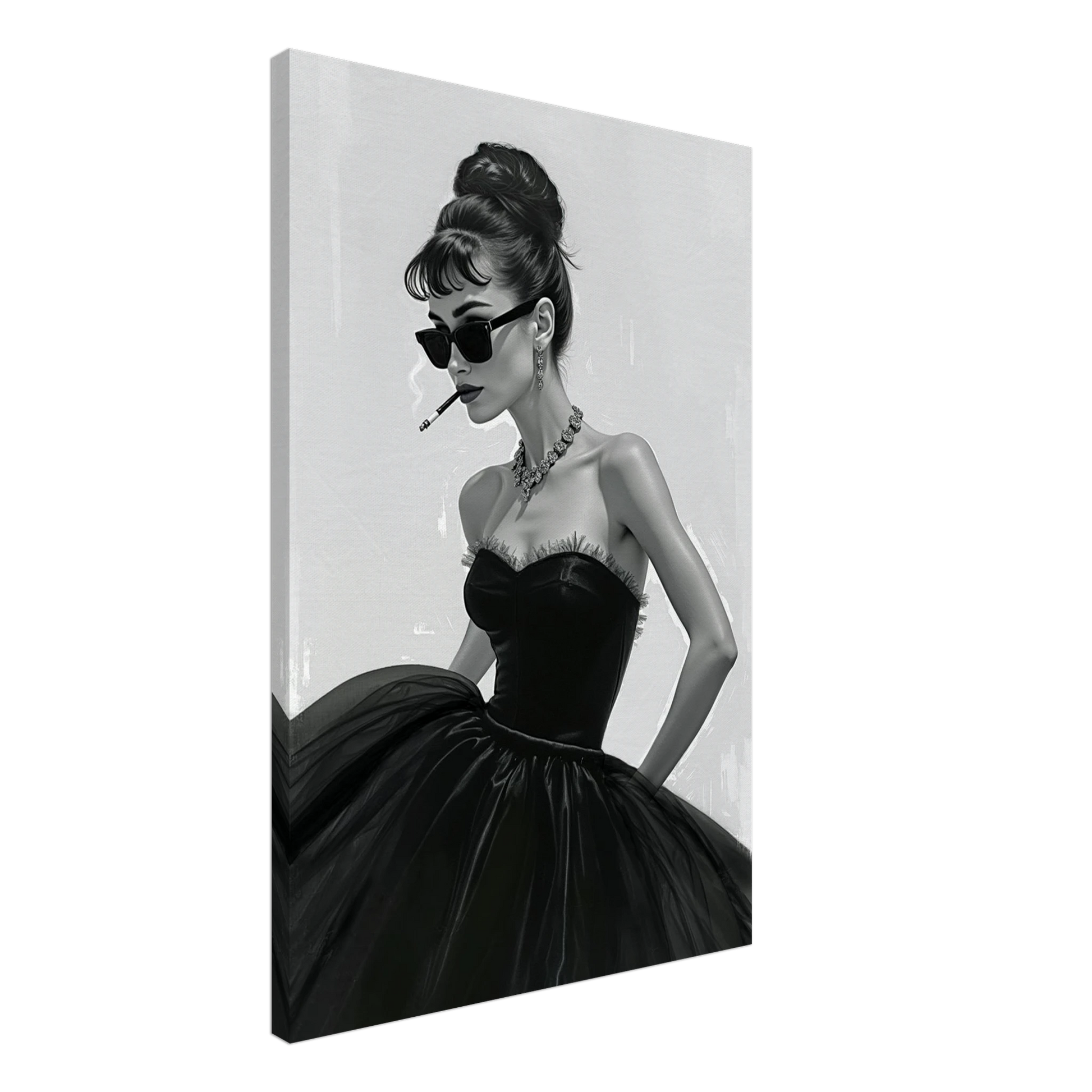 Audrey Hepburn Smoking Fashion Art Print No Frame 60x90 cm 24x36″ Gallery Wrapped Canvas